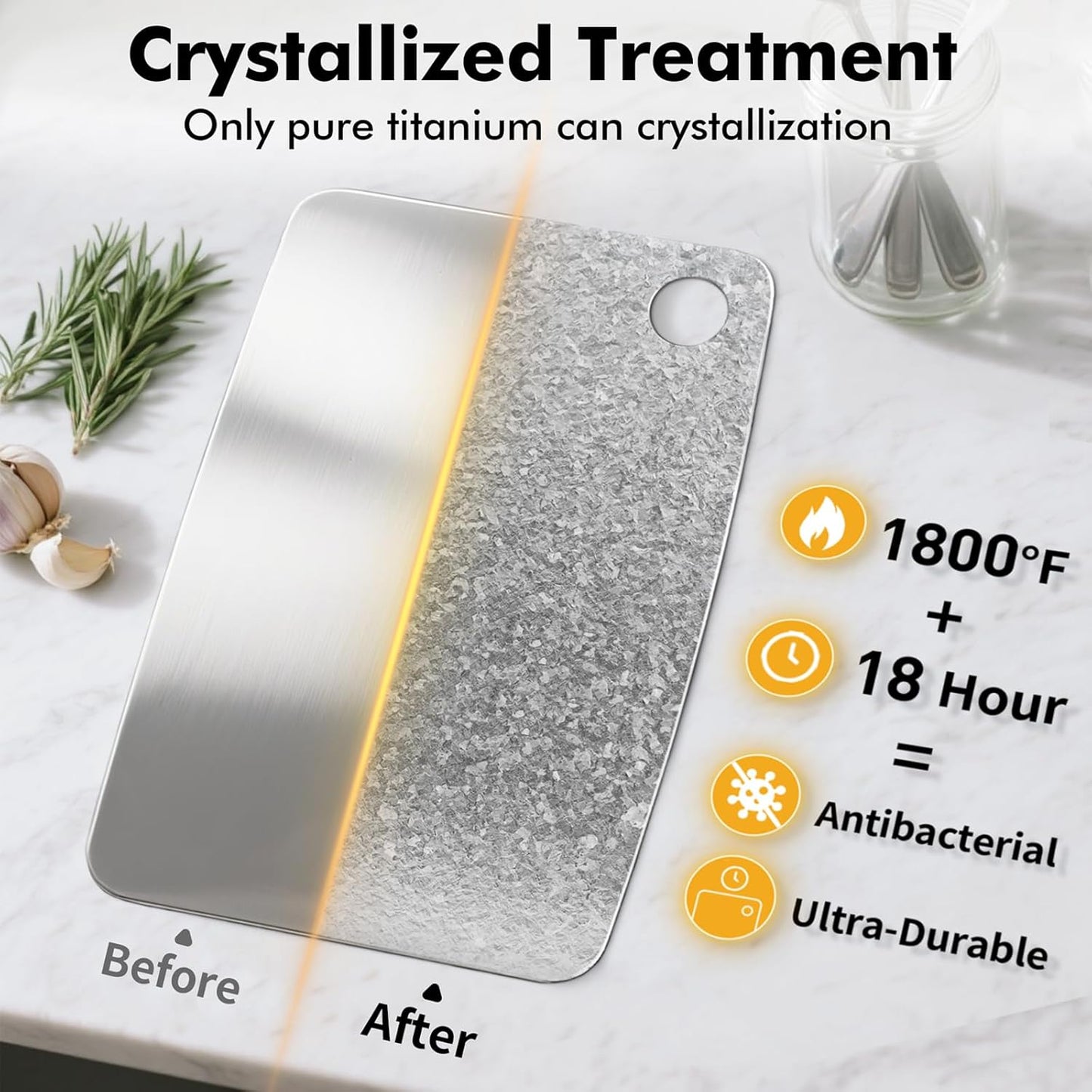 Tabla cortar titanio antibacterial doble cara cocina