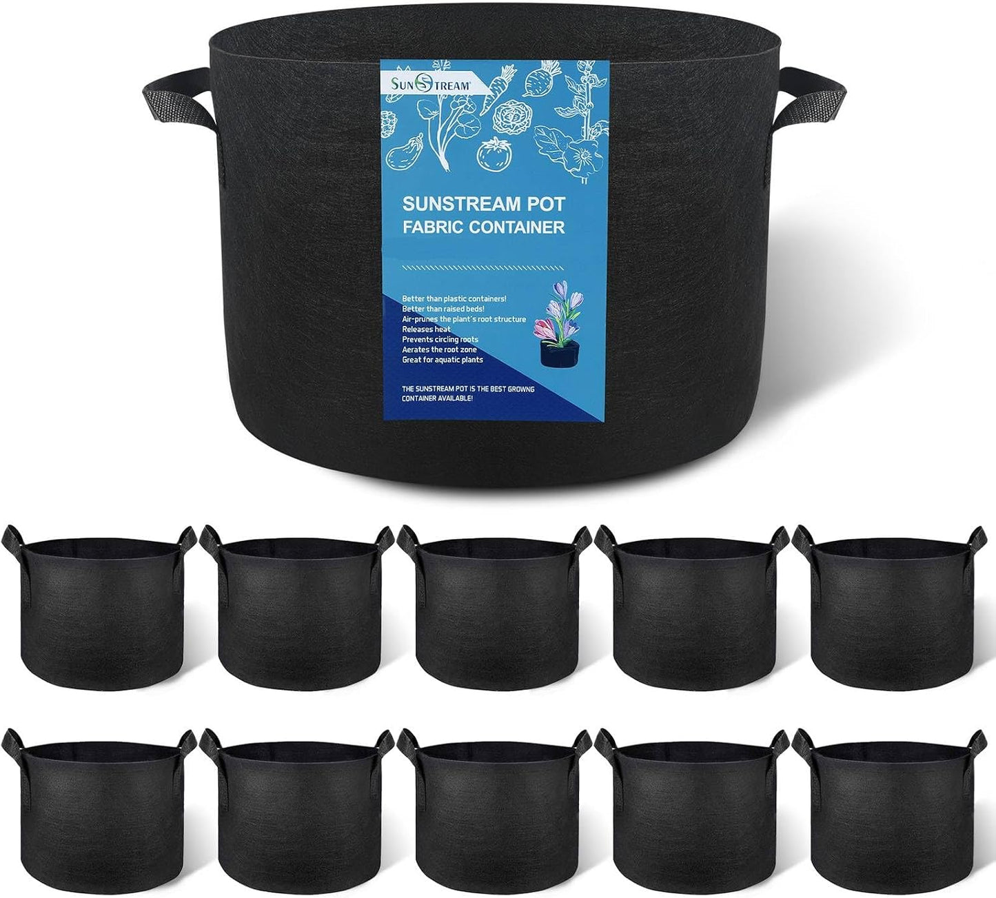 Bolsas cultivo 10gal pack 10uds tela no tejida con asas