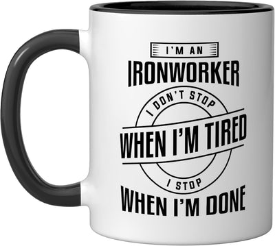 Taza de cerámica negra/blanca I'm An Ironworker