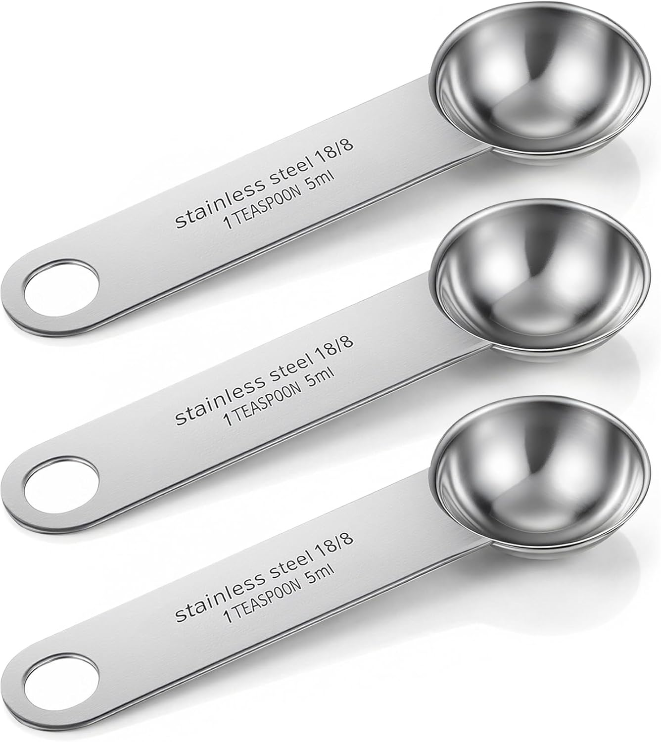 3 cucharaditas medidoras de acero inoxidable sin BPA para hornear café té y cocina