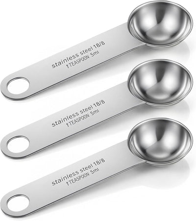 3 cucharaditas medidoras de acero inoxidable sin BPA para hornear café té y cocina