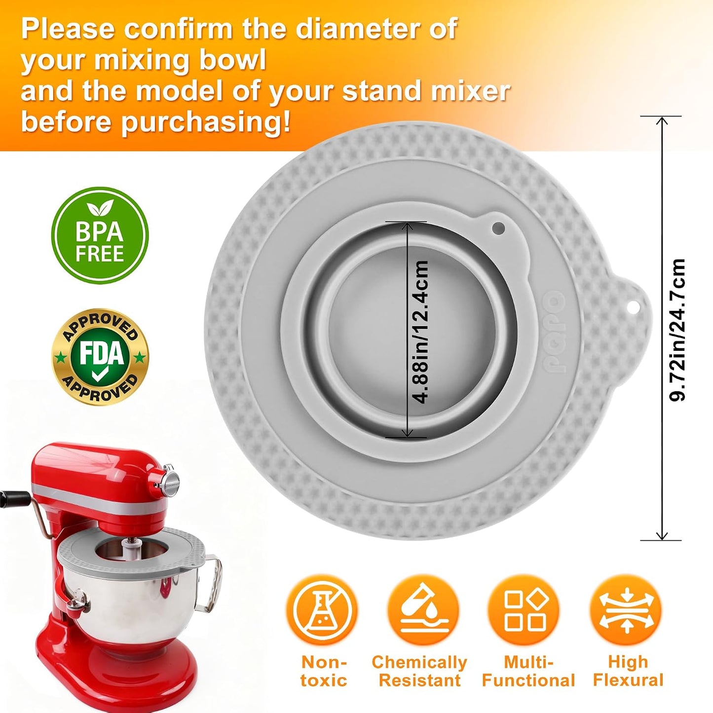 Cubierta silicona tazón comp KitchenAid 6qt