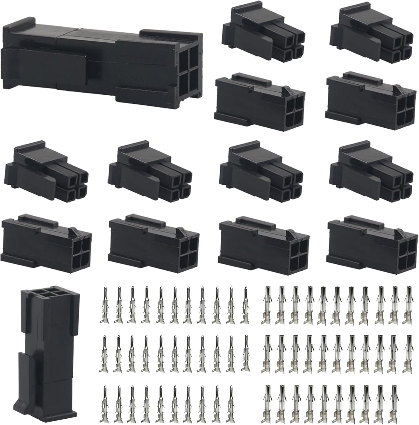 Set 8 Conectores Doble Fila 4 Pines 18-24 AWG Comp Molex