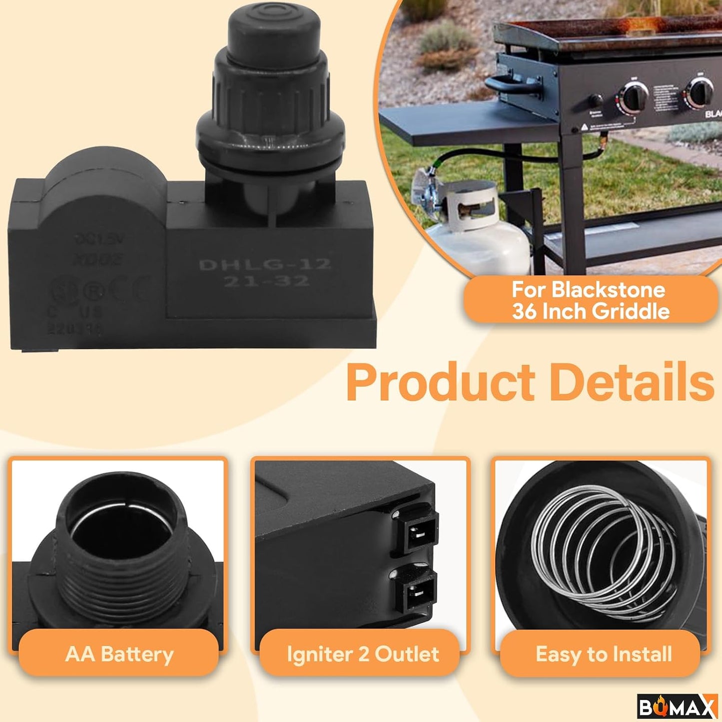 Kit encendedor electrón. para parrilla Blackstone 36pulg