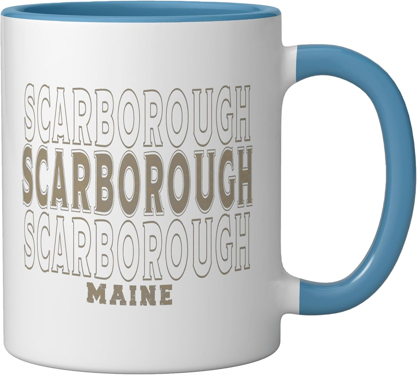 Taza Cerámica Vintage Scarborough Maine Azul Blanco