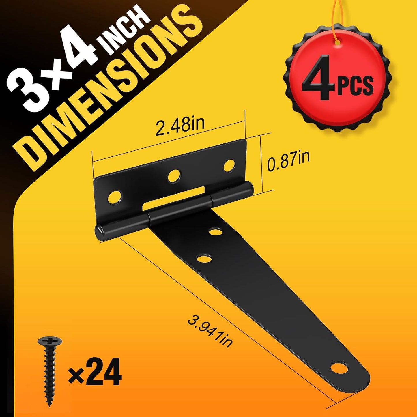 Bisagras puerta negra resistente oxido paquete 4 4pulg