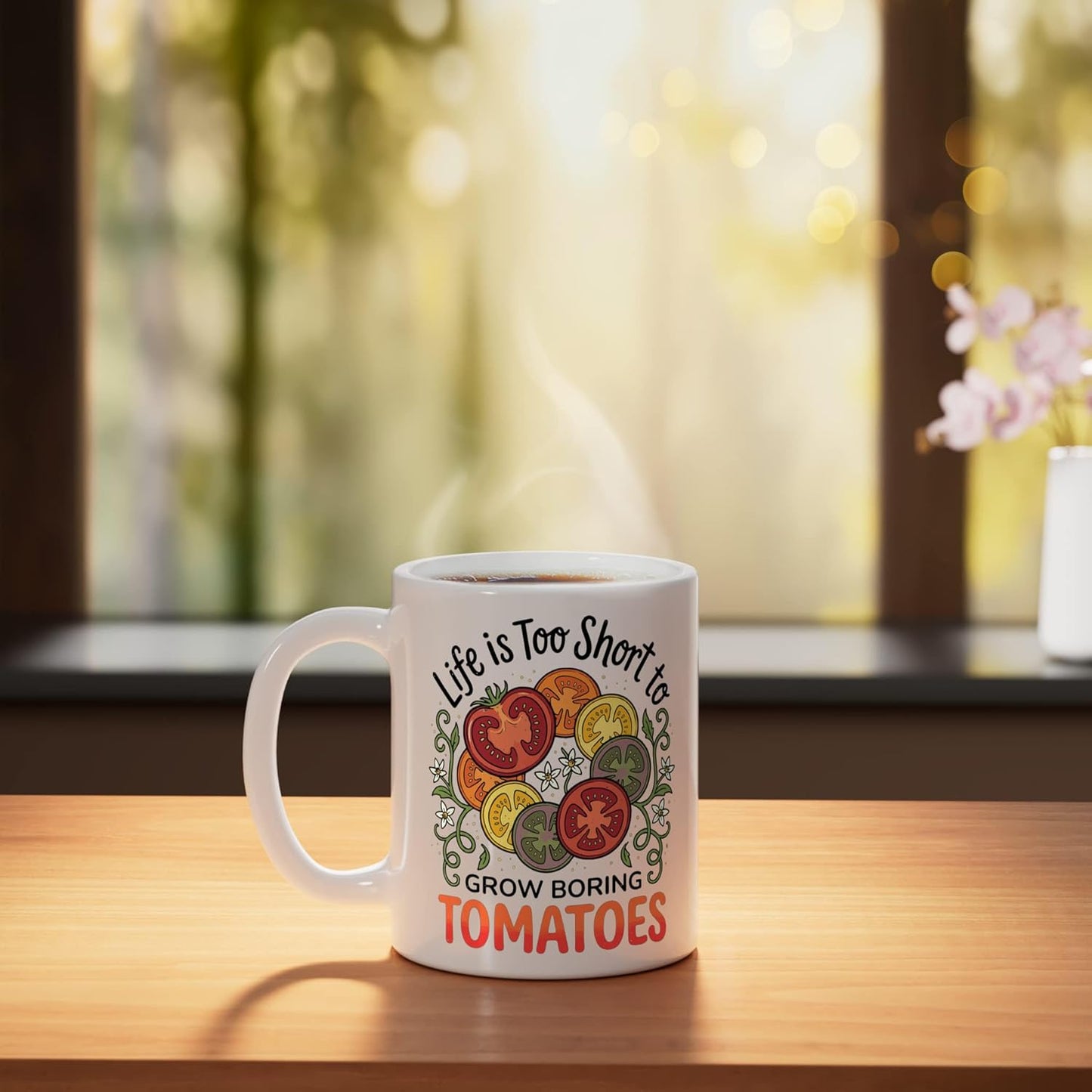 Taza Cerámica para Cultivo de Tomates Blanca