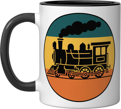 Taza cerámica tren locomotora vapor niños negro/blanco