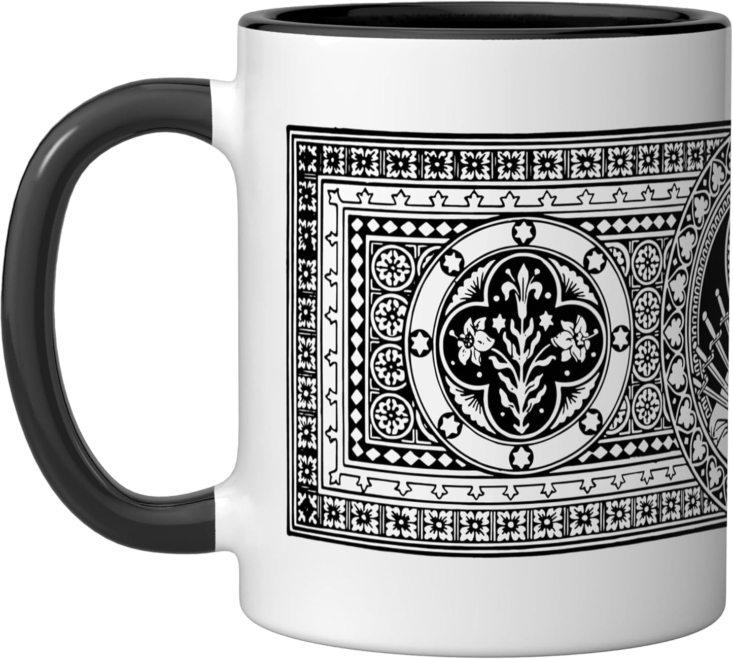 Taza de cerámica católica Mary Breviarium Our Lady of Sorrows Mater Dolorosa negro y blanco