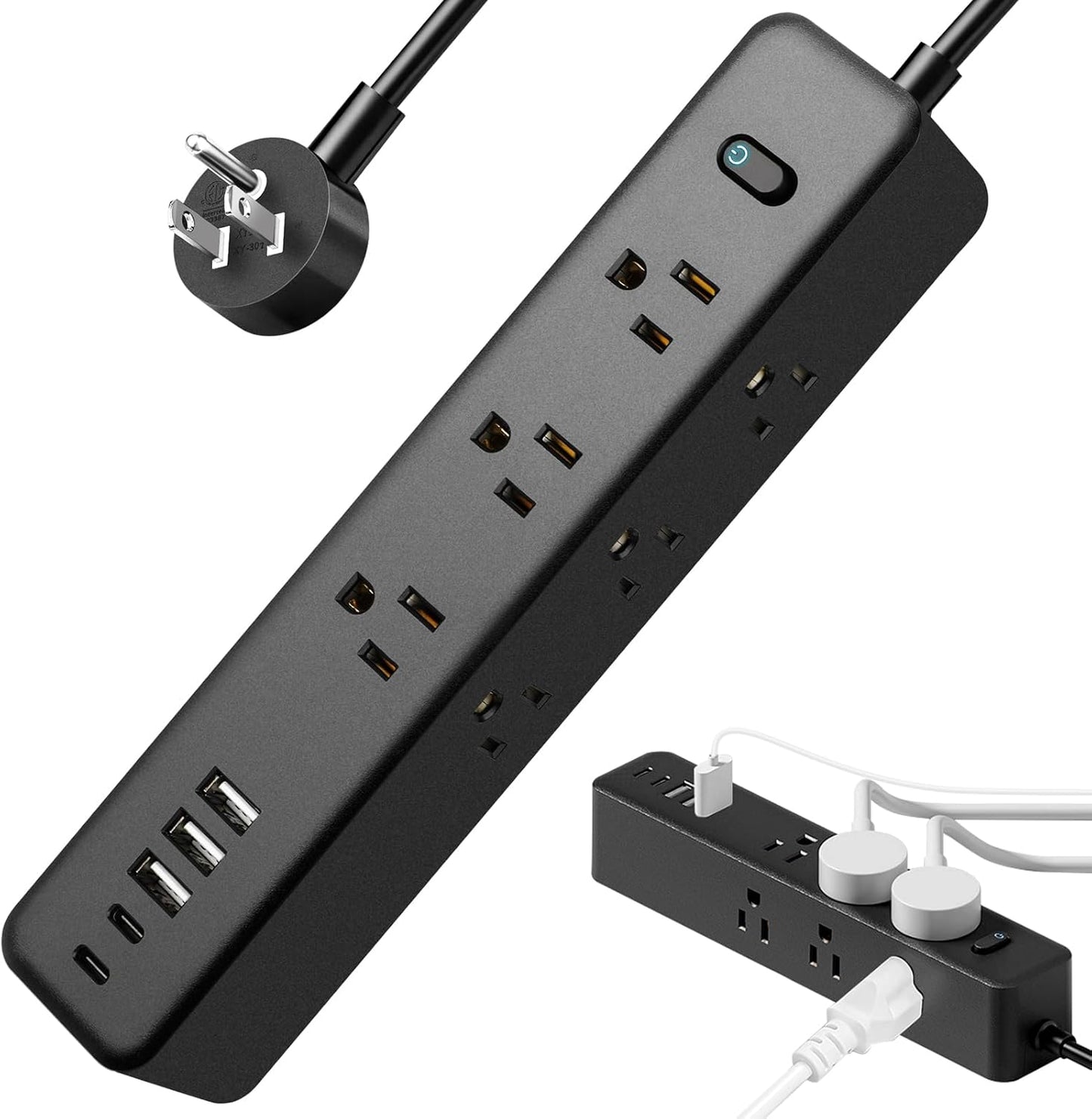 Regleta sobretensiones escritorio 1250W 9 salidas CA 5 USB