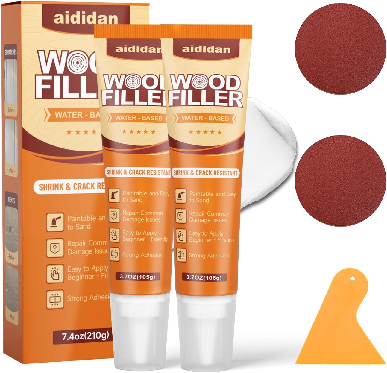 Kit masilla madera a base de agua 2 pzas reparación muebles