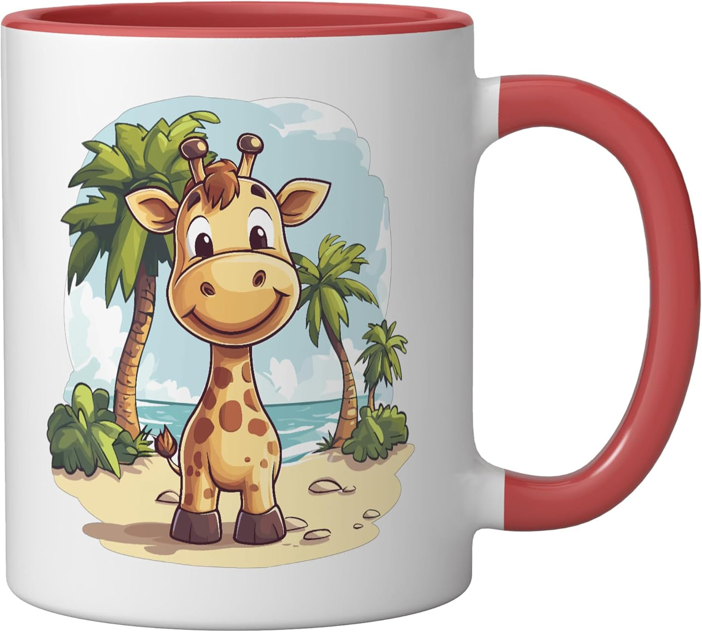 Taza Cerámica Jirafa para Niños Roja/Blanca