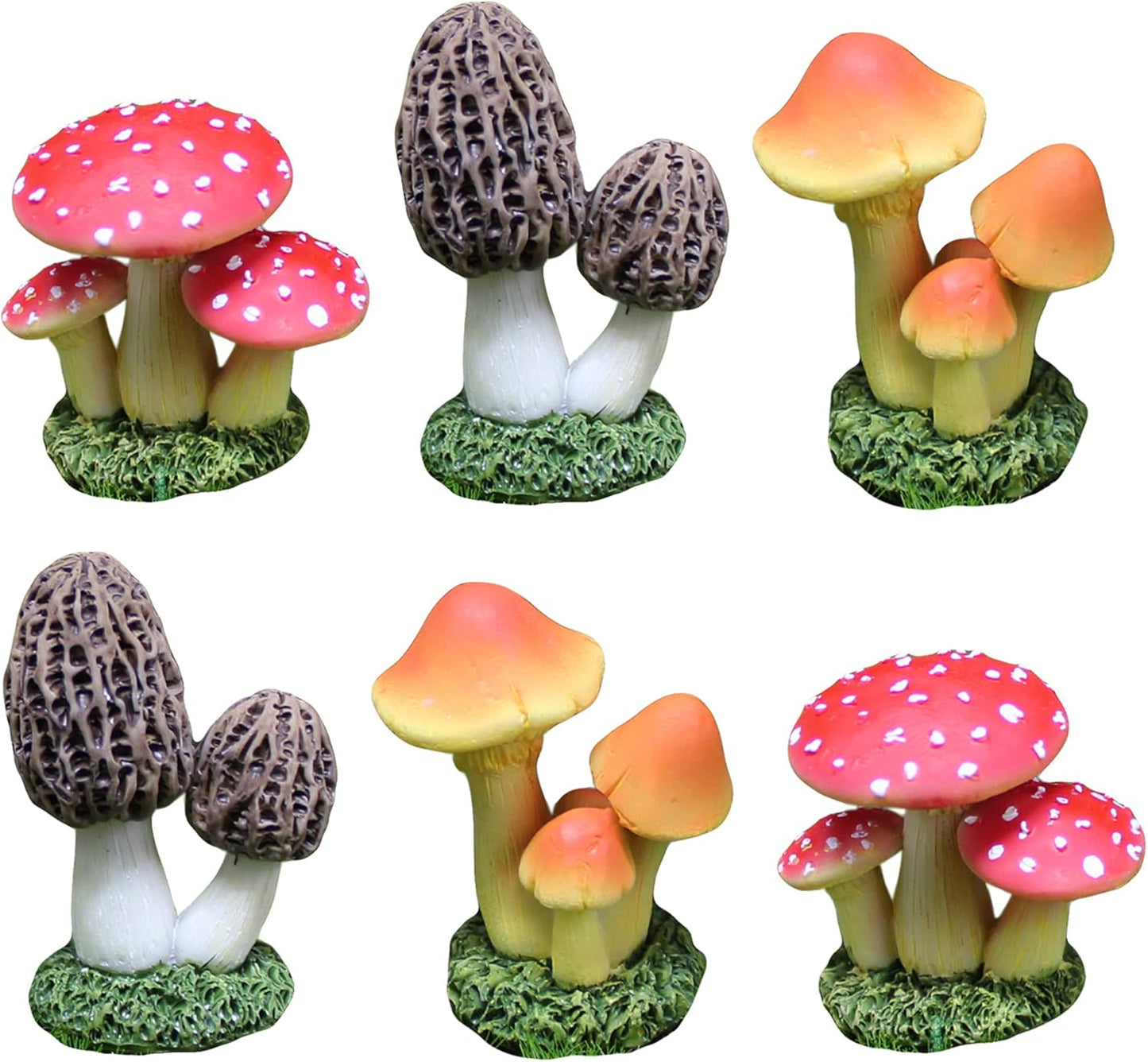 6 figuras hongos resina decoración jardín hogar