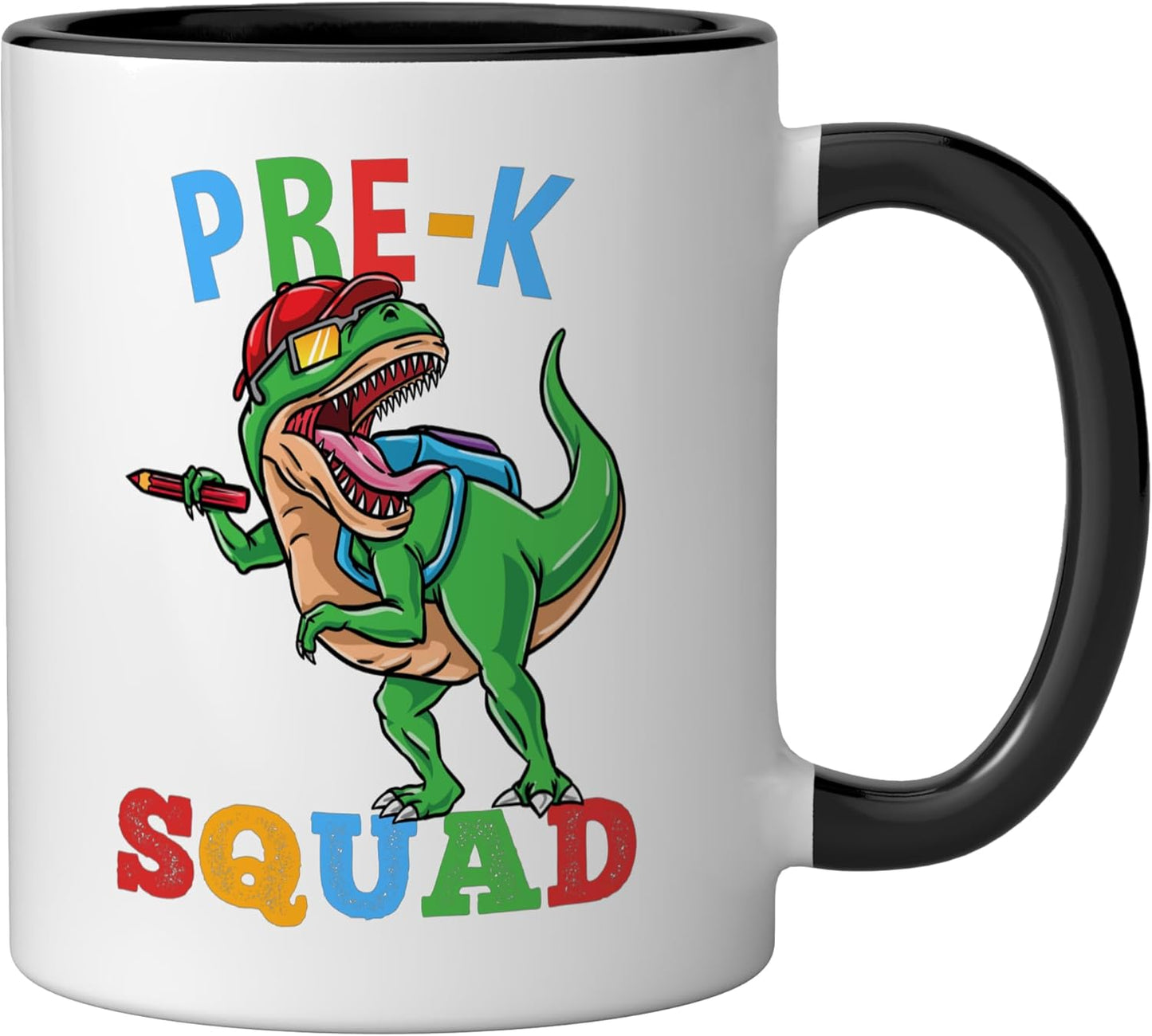 Taza cerámica Pre-K Squad T-Rex para niños negro/blanco
