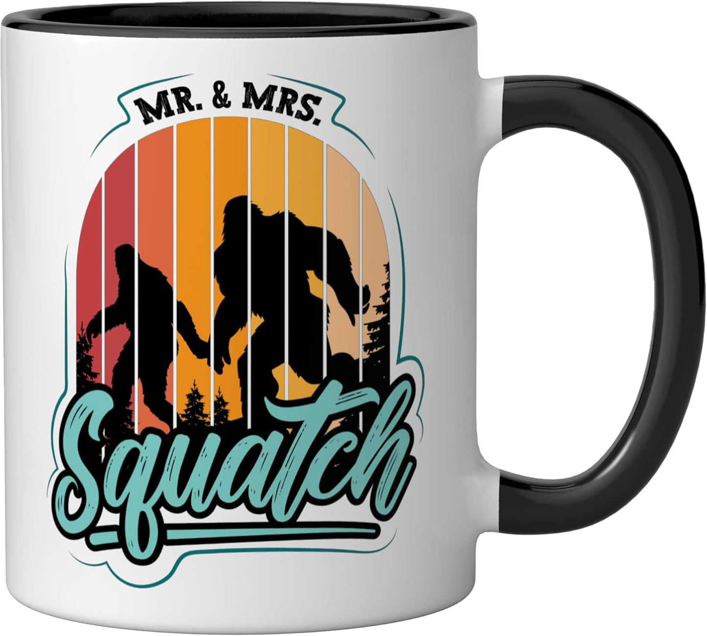 Taza cerámica grande Mr Mrs Squatch Bigfoot negra/blanca