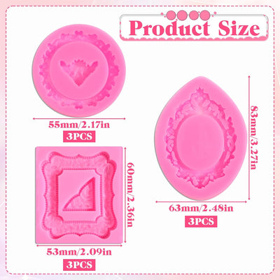 Moldes para marco vintage de silicona rosa para decorar pasteles y cupcakes