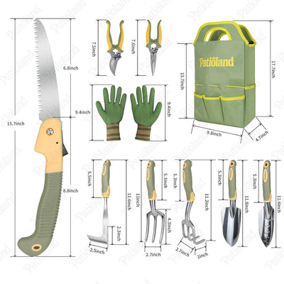 Set 10 Pzas Herramientas Jardín Aluminio Asa Ergonómica