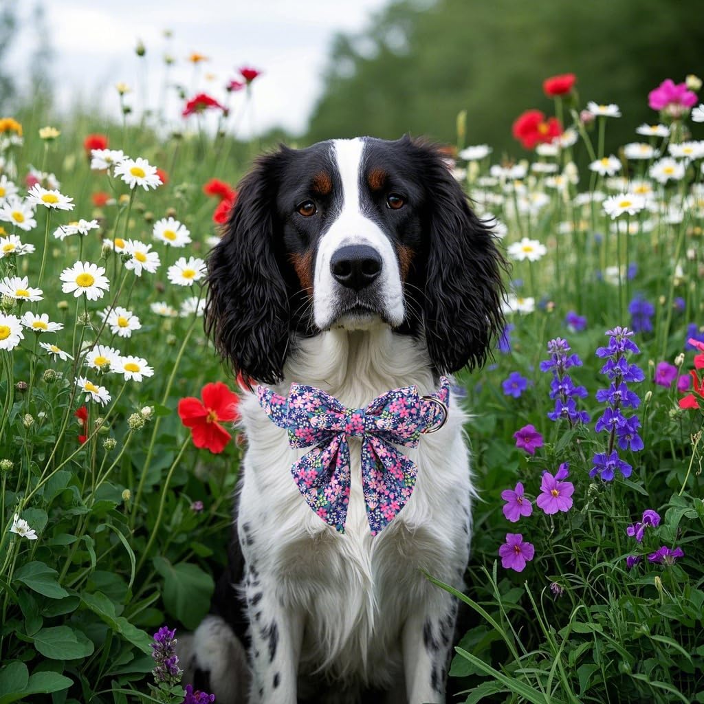 Collar floral perro lazo marinero talla S 10-16pulg