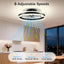 Ventilador techo LED 20pulg control remoto 6 velocidades negro