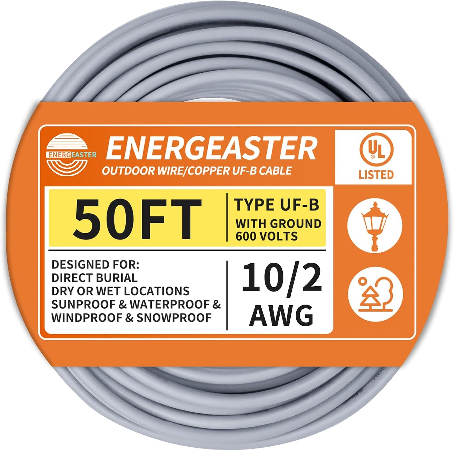 Cable UF-B 10/2 50ft cobre puro para entierro directo