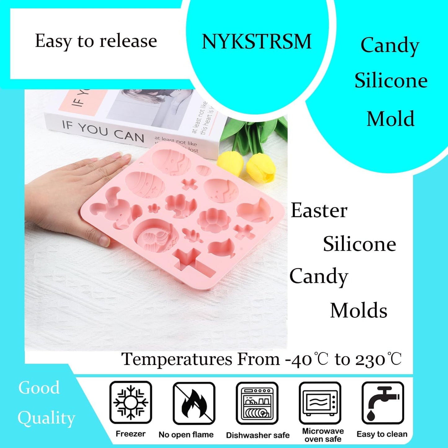 Moldes silicona dulces Pascua 15 cavidades cesta conejo