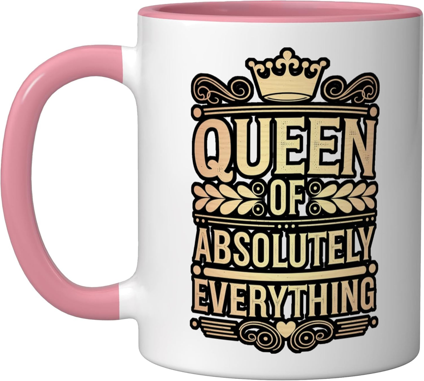 Taza cerámica Queen Of Absolutely Everything Confidence Feminism rosa/blanca