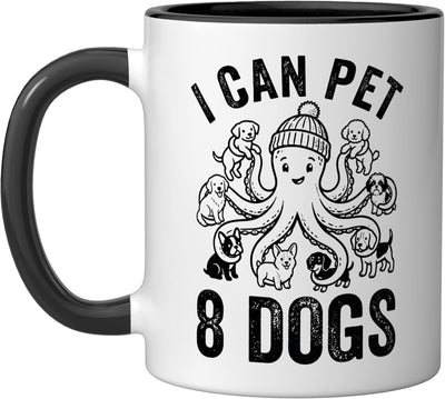 Taza cerámica de octopos amante de perros negro/blanco