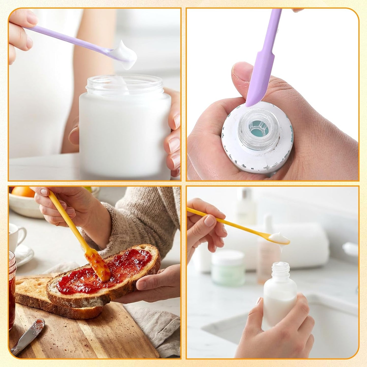 Juego de 2 espátulas pequeñas de silicona reutilizables para maquillaje