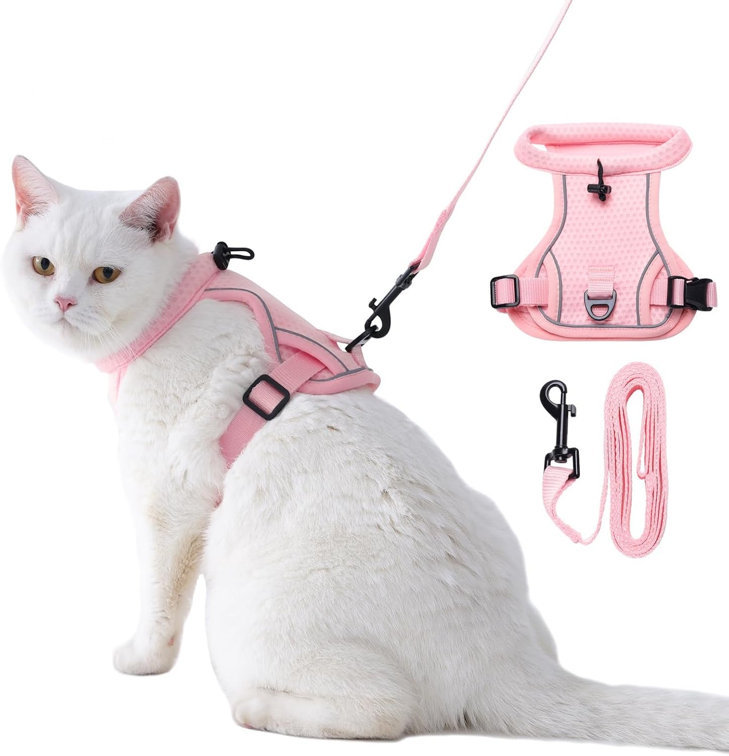Arnés ajustable para gatos con tira reflectante
