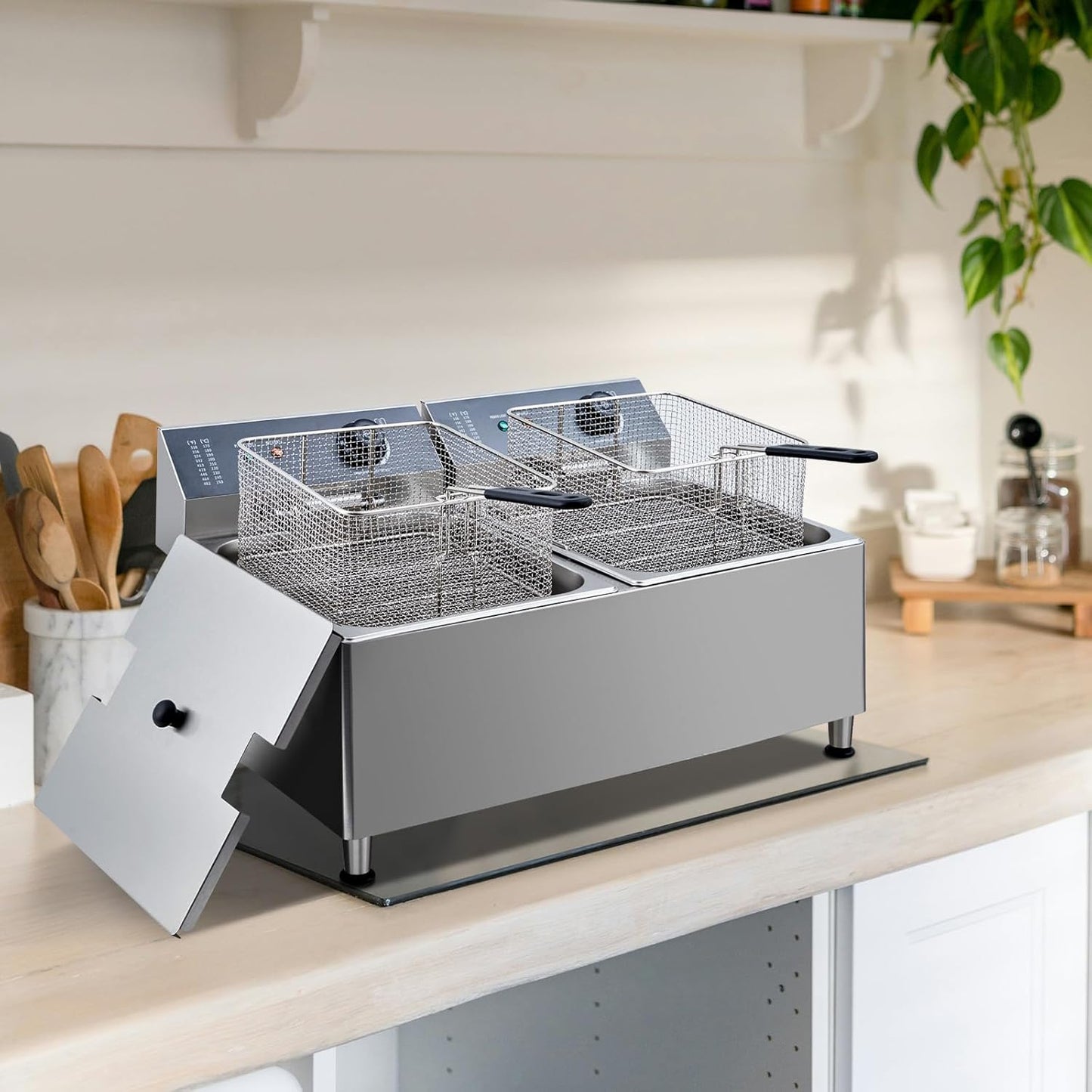 Freidora eléctrica acero inox 11L 1700W termostato ajustable