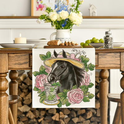 Camino de mesa Kentucky con rosas y menta para decoración del hogar 13x72