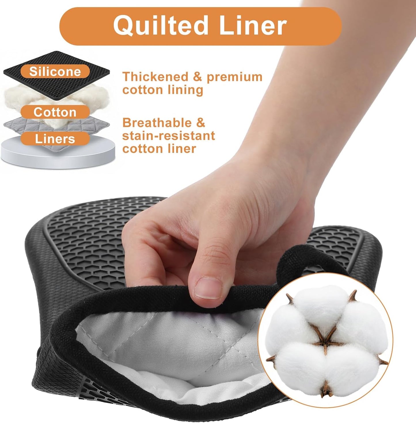 Juego de 6 guantes de horno extralargos de silicona con soportes