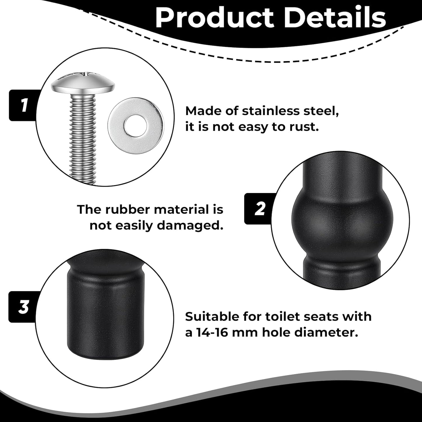 Kit 4 Pzas tornillos para asiento de inodoro