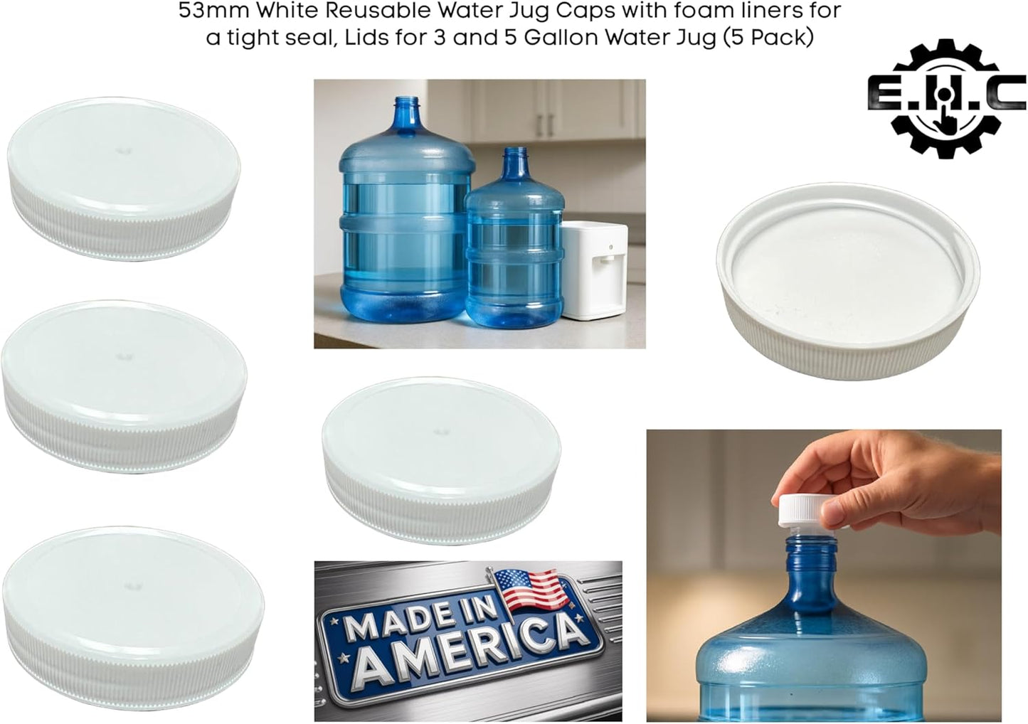 Tapas reutilizables para jarra 3-5gal comp American Maid set 5