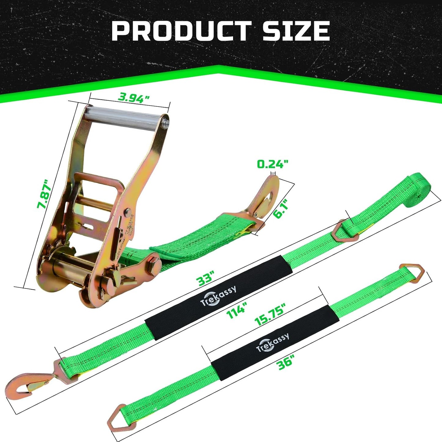 Correas amarre auto 2x114pulg con ganchos 10000lb
