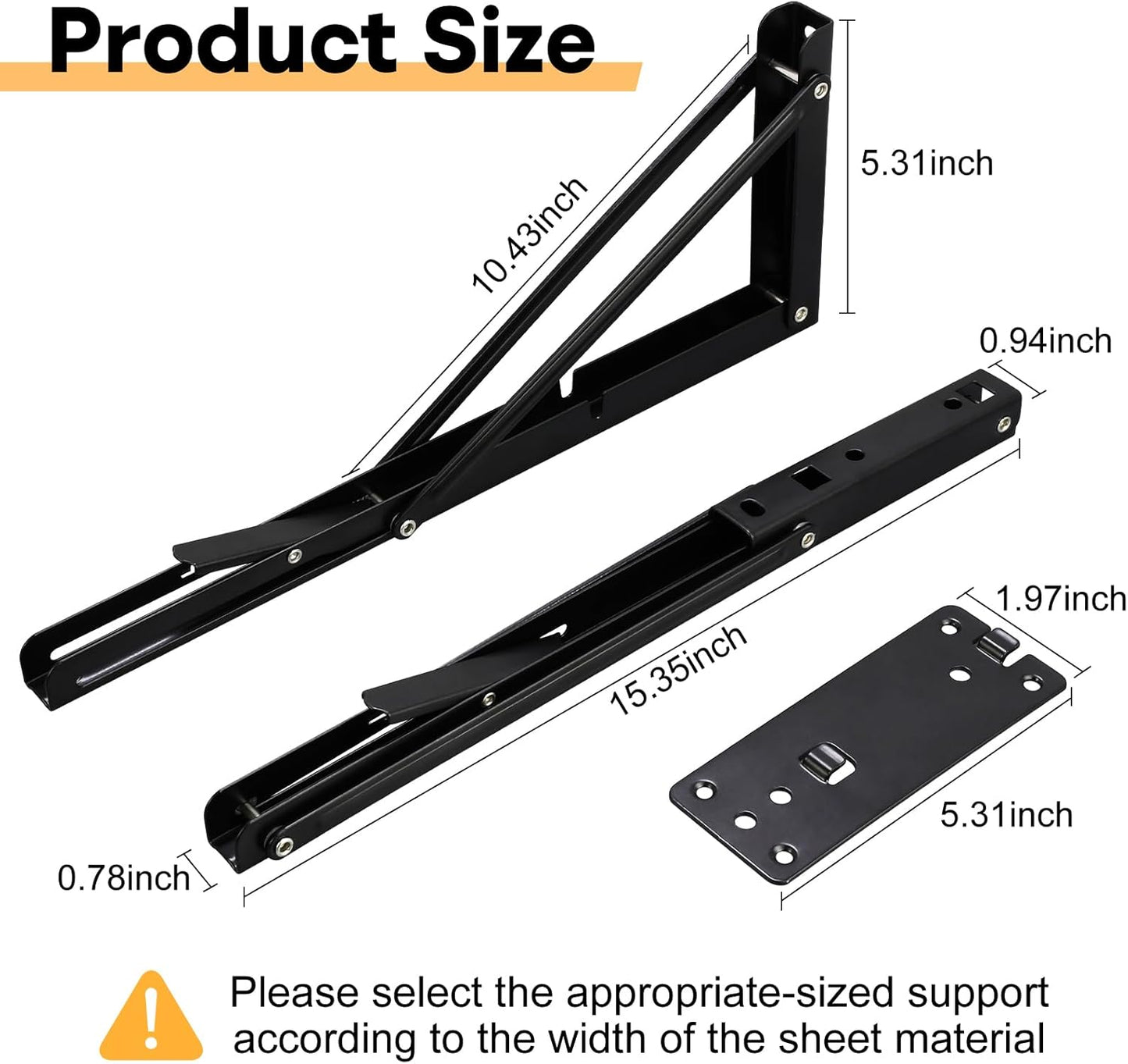 2 Soportes Plegables 10pulg Montaje Pared Negro