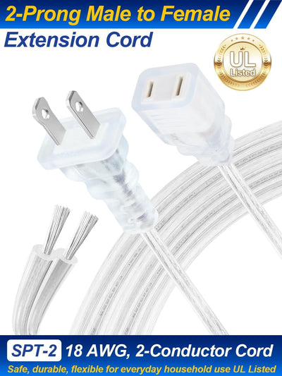 Cable extensión transparente 6ft polarizado UL 18AWG