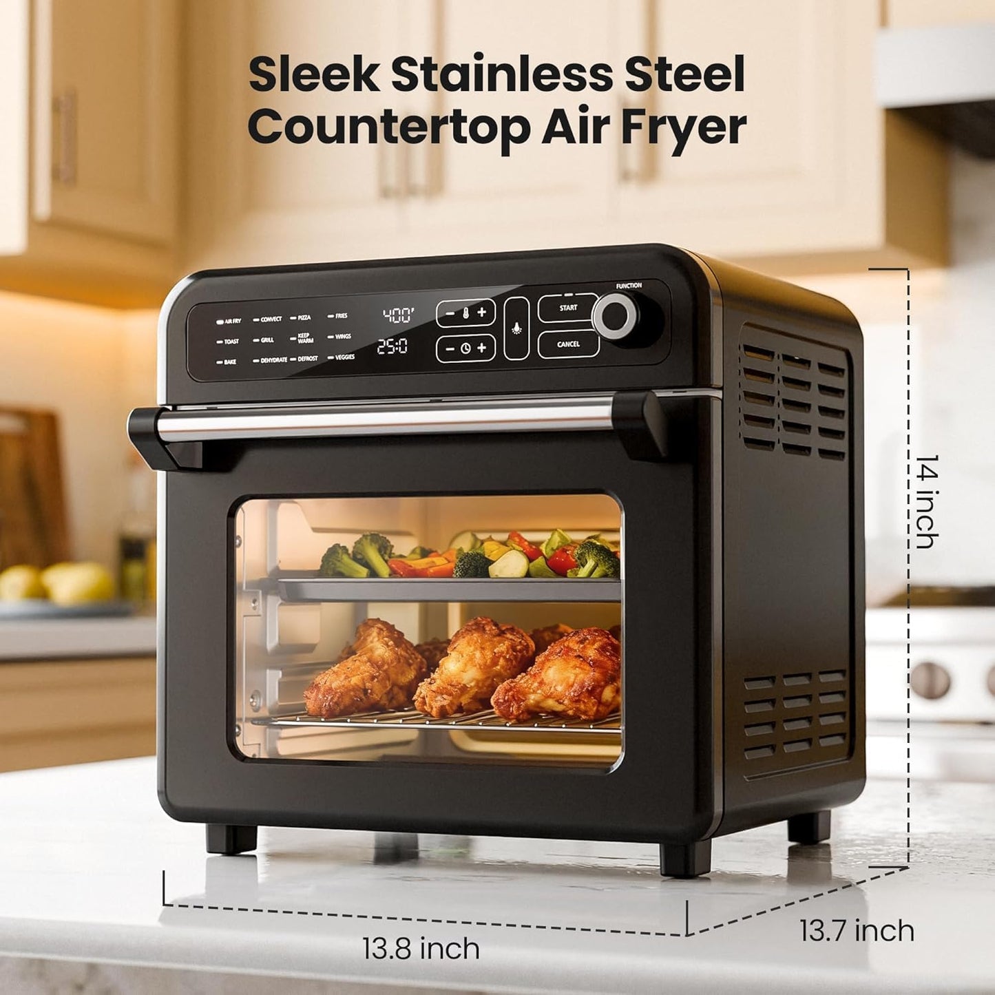 Horno Freidora Aire 1400W 19qt Pantalla LCD