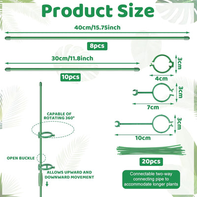 Estacas 16 y 12pulg para plantas con anillos clips verdes