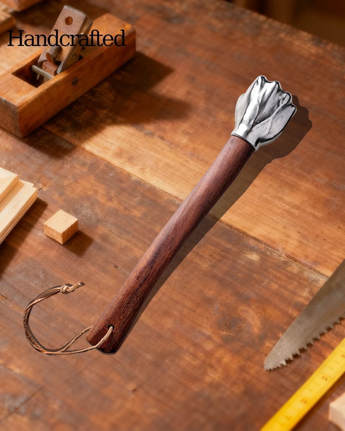 Martillo decorativo acero inox mango madera
