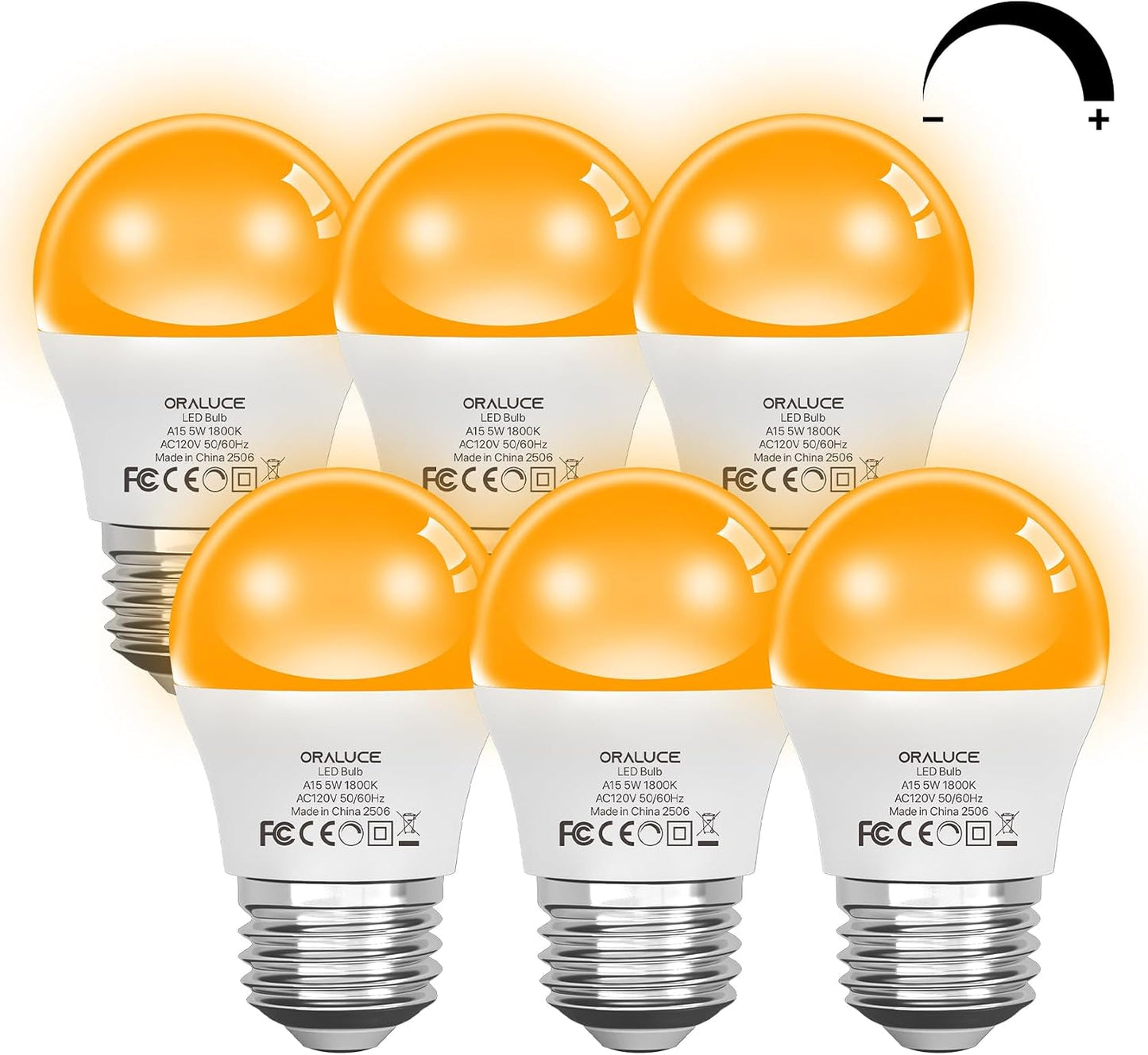 Bombilla LED ámbar 1800K 5W A15 E26 para dormitorio