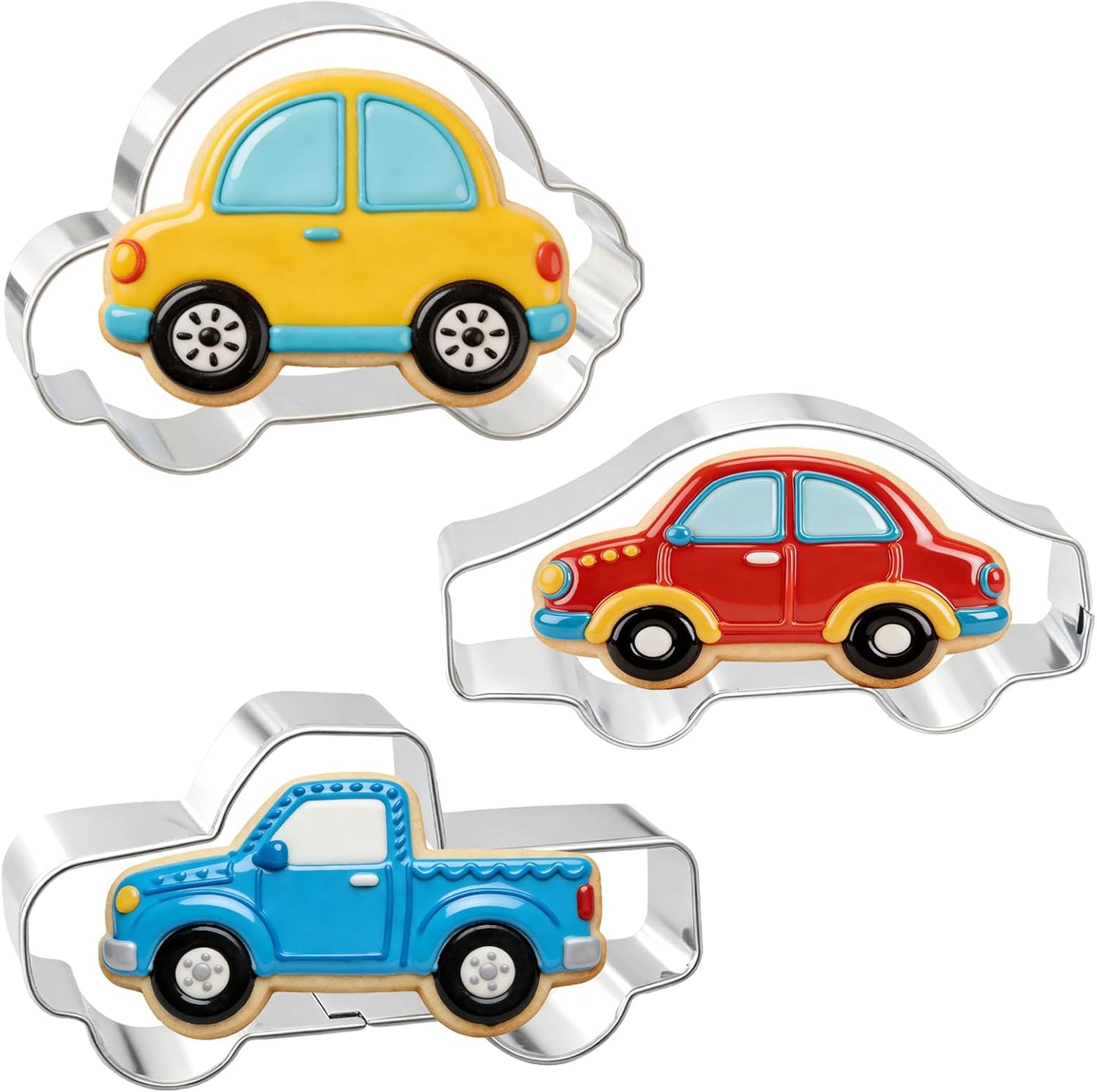 Juego 3 Pzas Cortador Galletas Formas Auto Acero Inox