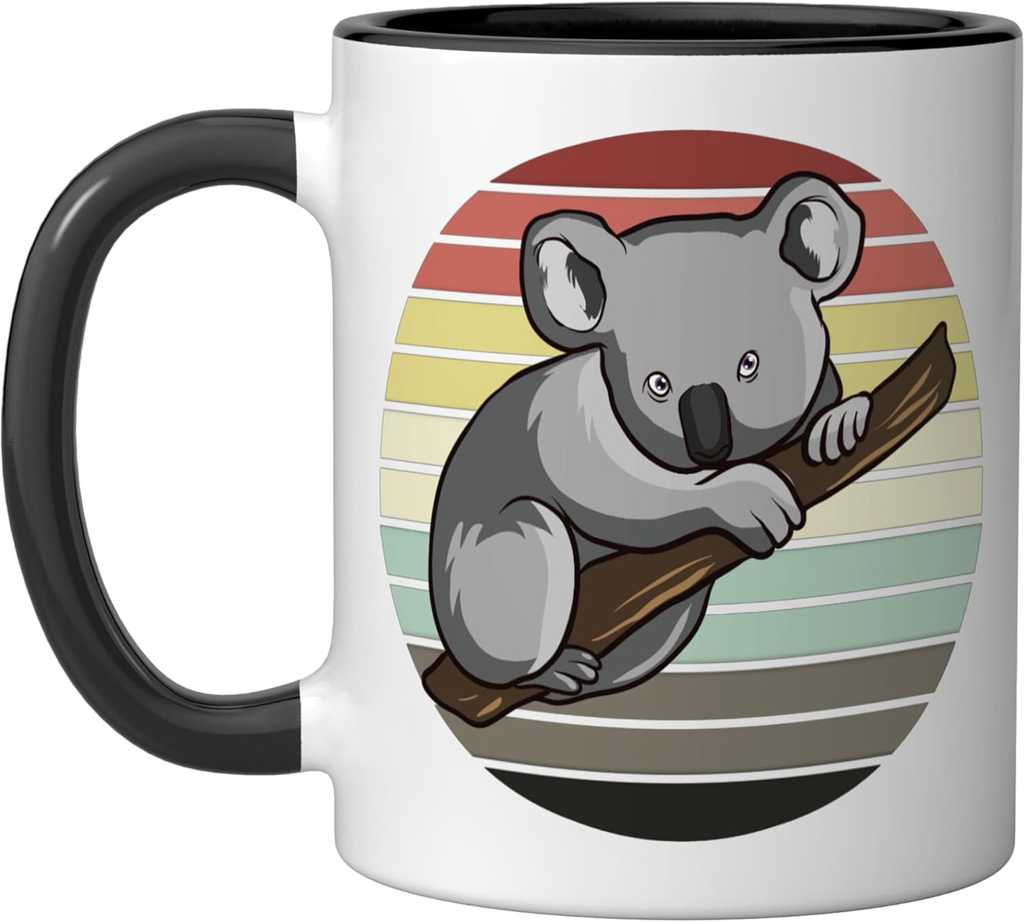 Taza cerámica koala vintage para mujer negro/blanco