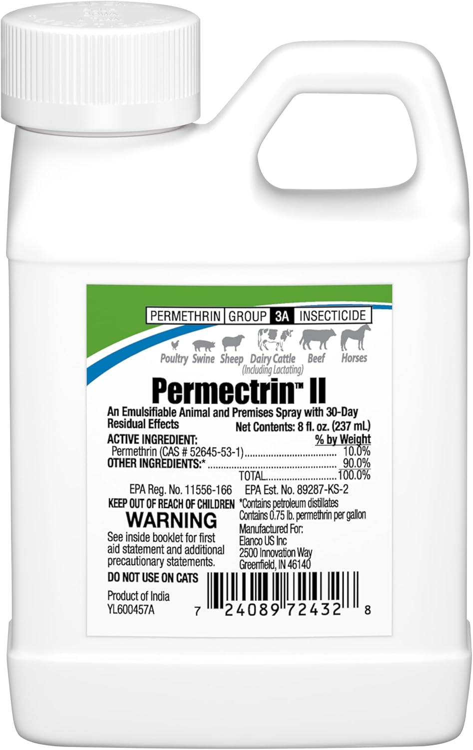 Insecticida Permectrin II para animales 8oz 30 dias