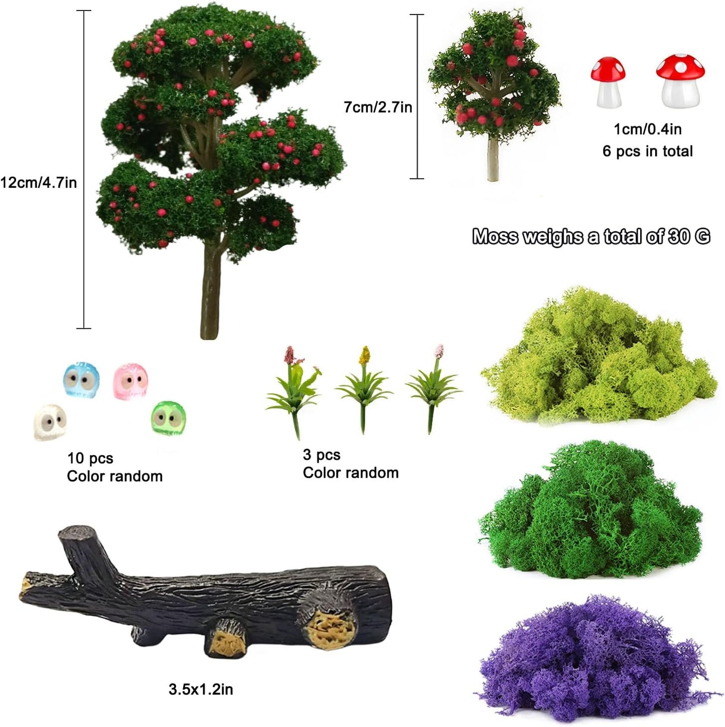 Accesorios jardín 39 Pzas búhos musgo árboles hadas