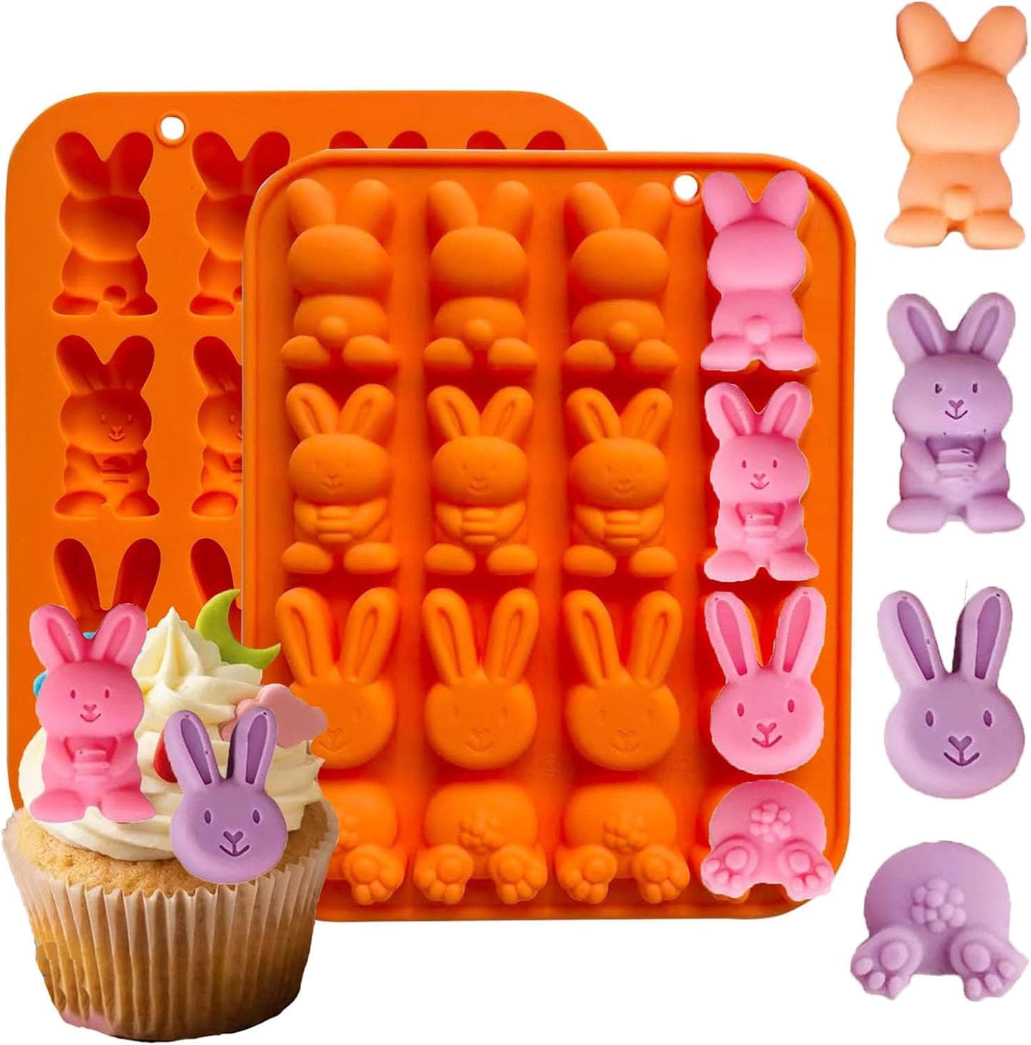 2 Moldes Chocolate Conejo 32 Cavidades Pascua Silicona