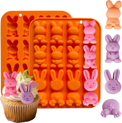 2 Moldes Chocolate Conejo 32 Cavidades Pascua Silicona