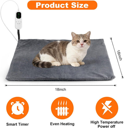 Cama térmica para gatos con 9 almohadillas y temporizador
