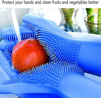 Guantes silicona reutilizables para lavar platos y mascotas