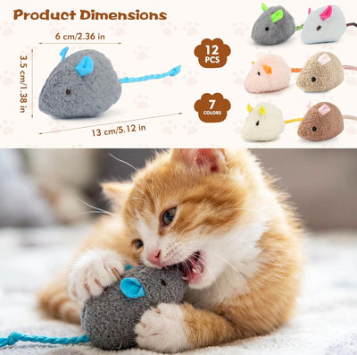 12 Ratones Gato 2.36pulg Hierba Gatera 7 Colores